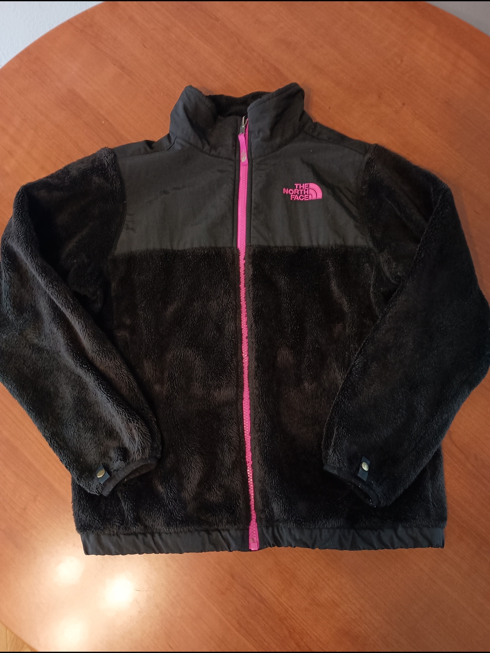 The North Face Denali Plush Jacket Girls Black Fuschia Pink Size Large 14/16
